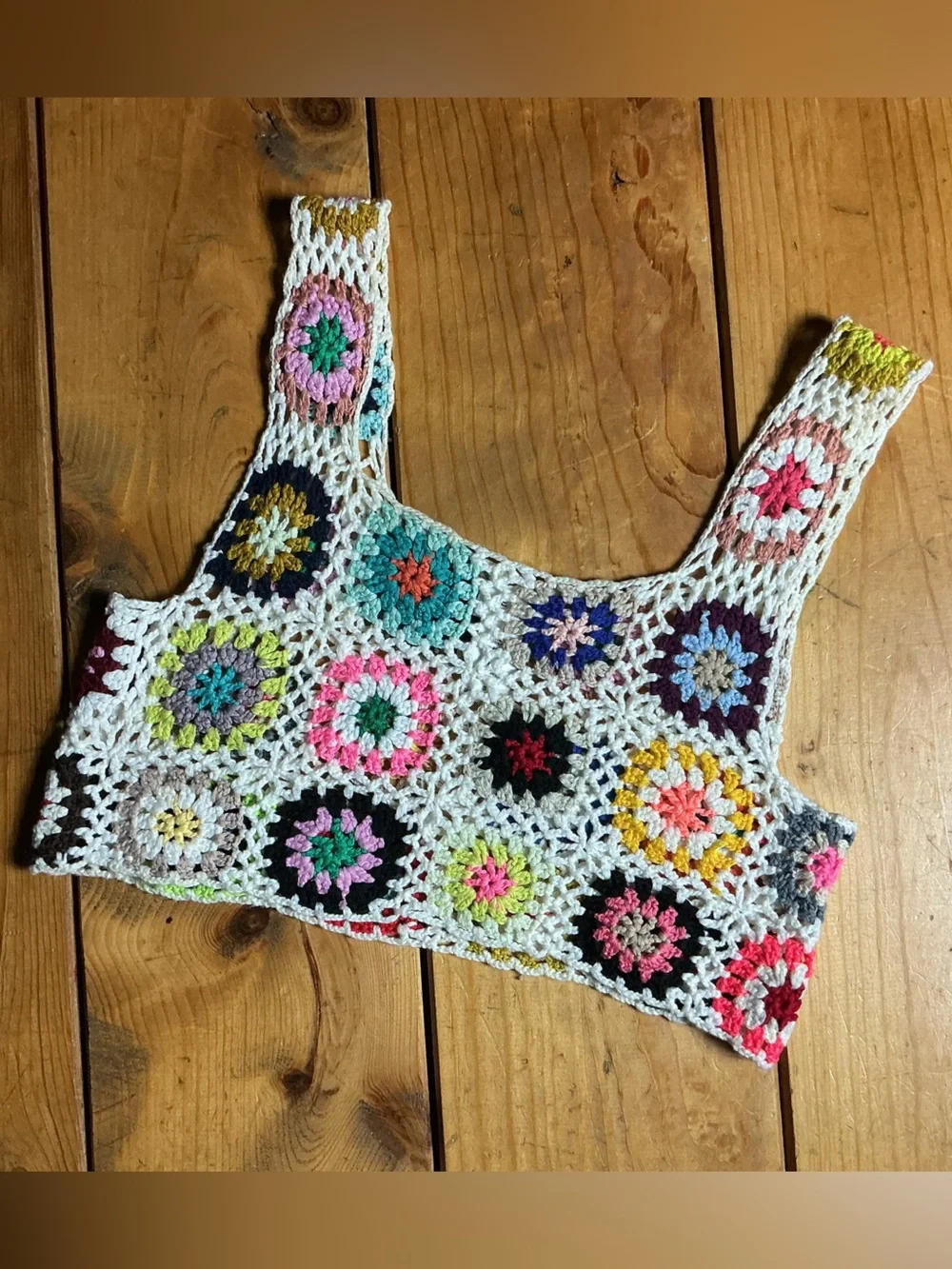 Crochet Granny Square Crop Top Cottagecore | Size S - Picture 5 of 5